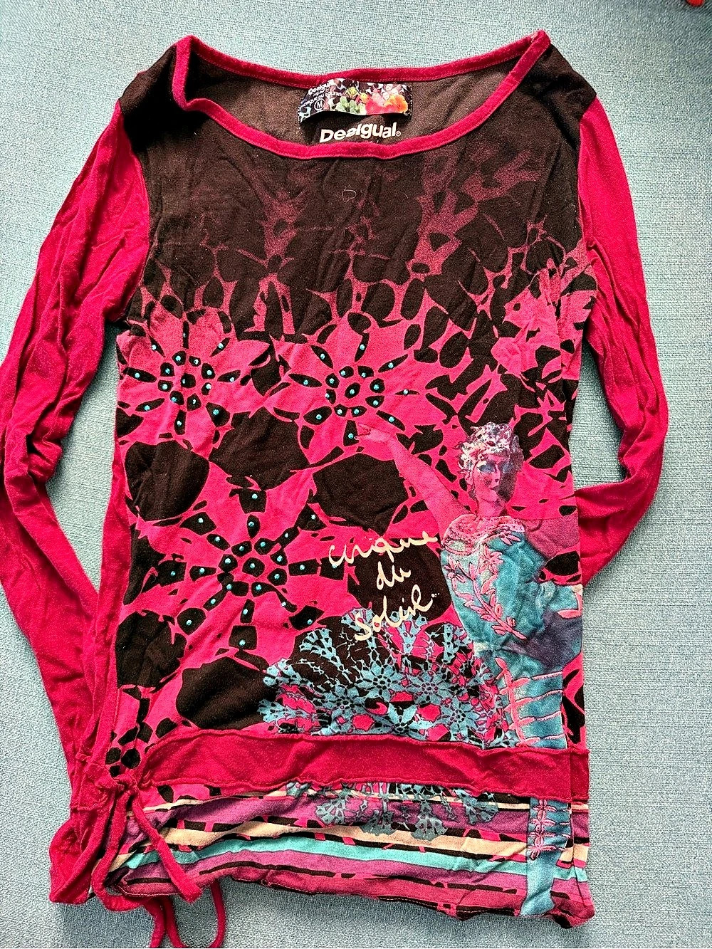 Desigual Inspired by Cirque du Soleil Long Sleeve Graphic Top Medium